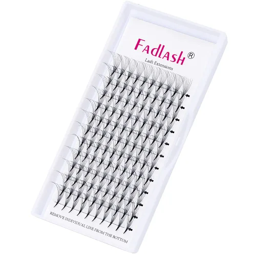 Vista 68 de FADLASH Extensiones de pestañas postizas en abanico con base puntiaguda 10D, extensiones de pestañas postizas de tallo medio, extensiones