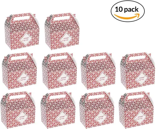 Vista 4 de Hammont Caja de papel de aluminio Purim - Cajas de papel de aluminio de color rojo - Diseño atractivo perfecto para fiestas y ocasiones 6.25 x