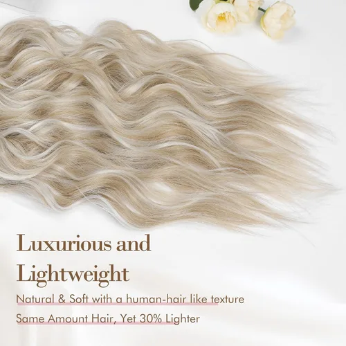 Vista 2 de REECHO Extensiones de cabello, 4 piezas, extensiones de cabello con clip HE001, extensiones de cabello sintéticas naturales y suaves para mujer
