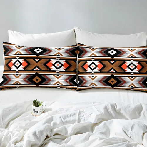 Vista 4 de Erosebridal Southwestern - Juego de funda de edredón tamaño individual, diseño geométrico étnico, estilo bohemio, azteca, para niños, adolescentes
