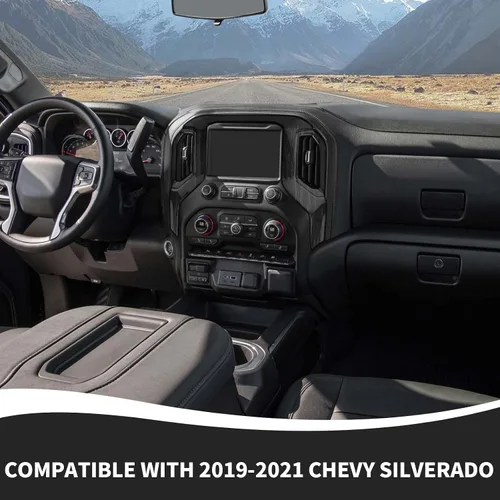 Vista 3 de RAZPOY Cubierta para panel de navegación Silverado, consola central, panel de navegación GPS, compatible con Chevy Silverado 2019-2021 y GMC-Sierra
