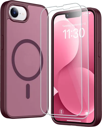 Vista 205 de SPIDERCASE Funda magnética translúcida diseñada para iPhone 11, con 2 protectores de pantalla de vidrio templado, antihuellas, para iPhone 11 de 6.1
