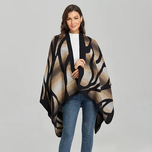 Vista 2 de Bakerdani Manta cruzada de invierno para mujer, poncho y chal