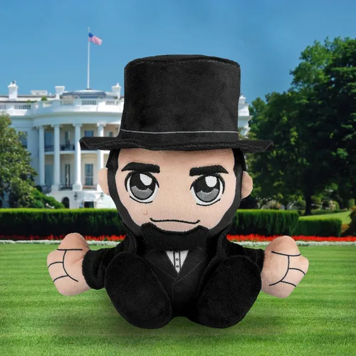 Vista 2 de Bleacher Creatures Abraham Lincoln - Peluche Kuricha de 8 pulgadas, juguete suave inspirado en Chibi