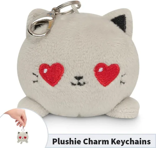 Vista 4 de TeeTurtle Llavero con dije de peluche Love Grey Cat