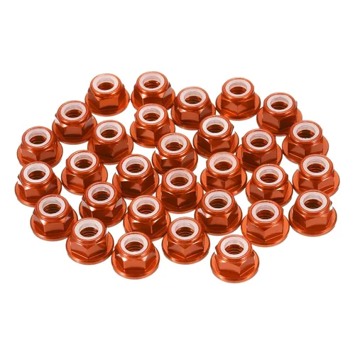 Vista 16 de MECCANIXITY 30 piezas de tuercas de bloqueo de aleación de aluminio M3 con paso de 0.5 mm, tuercas hexagonales con brida de nylon con rosca serrada