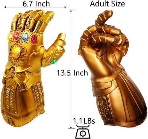 Vista 2 de Guante de infinito electrónico para adultos, guantes de infinito LED con 3 modos de iluminación, 6 piedras del infinito con imán extraíble