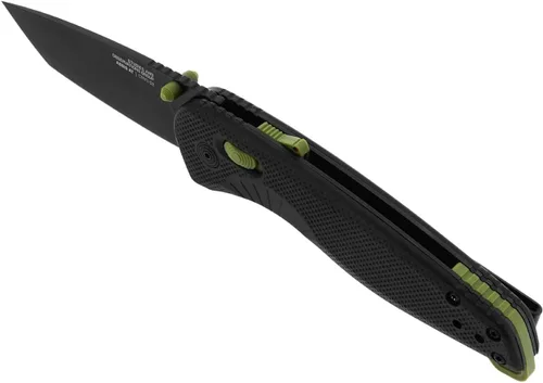 Vista 3 de SOG Aegis at Tanto - Cuchillo de apertura plegable de bolsillo para exteriores, bloqueo ambidiestro at-XR con mango ergonómico, hoja de acero D2