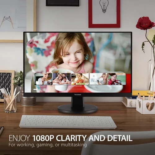 Vista 2 de ViewSonic VA2247-MH Monitor de 22 pulgadas Full HD 1080p con 100Hz, FreeSync, bisel ultrafino, cuidado de los ojos, HDMI, entradas VGA para el hogar