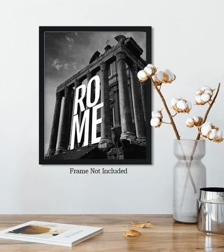 Vista 5 de Arte de pared en blanco y negro de Roma - Decoración de habitación de Italia - Destino de viaje urbano Decoración del hogar - Gran recuerdo
