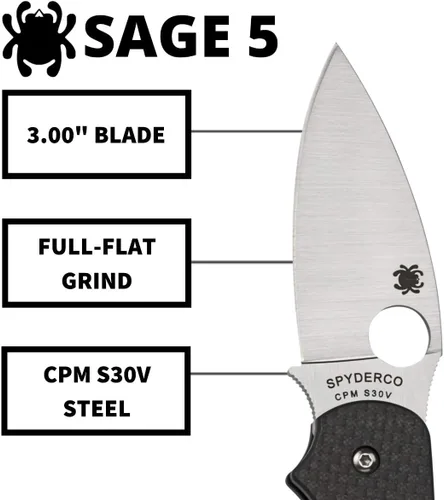 Vista 3 de Cuchillo de hoja plegable Spyderco Sage C123CFPCL con 5 cierres de compresión.