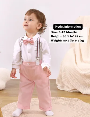 Vista 2 de A&J DESIGN Trajes de bebé para niños, traje formal de tirantes de boda con pajarita