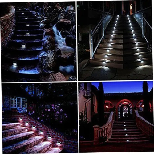 Vista 3 de jojofuny 2 lámparas de pared alimentadas por energía solar, 2 luces LED para exteriores, impermeables, para escaleras, patio, porche, jardín