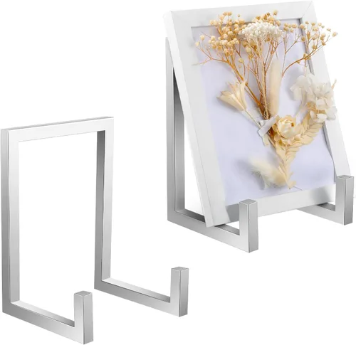 Vista 7 de Sweetude 2 Soportes Grandes para Platos de Exhibición Marco de Metal Soporte de Exhibición Caballetes Decorativos de Mesa para Cuadros, Libros, Negro