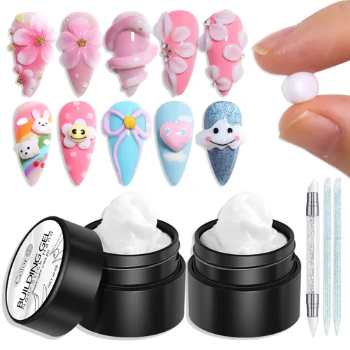 Vista 10 de SUTOKAKA Gel constructor sólido para uñas, 1.06 oz transparente, no pegajoso, escultura 3D, modelado, tallado, gel duro, pegamento de extensión