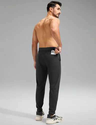 Vista 3 de Pantalones deportivos para hombre con bolsillos con cremallera, pantalones deportivos elásticos para entrenamiento, gimnasio, golf, correr, casual