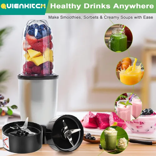 Vista 6 de Cuchillas para licuadora, paquete de 2 piezas de repuesto compatibles con Magic Bullet 250W MB1001, acero inoxidable y plástico con juntas