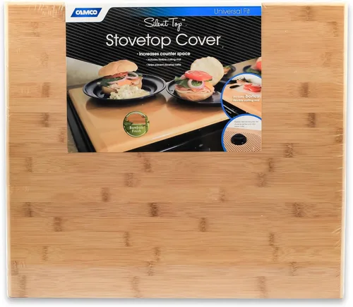 Vista 6 de Camco Cubierta para fregadero RV Oak Accents Cuenta con acabado brillante resistente, no tóxico, patas de goma ajustables y mide 13 x 15 pulgadas