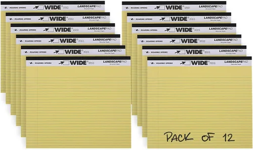 Vista 8 de ROARING SPRING Wide Landscape Legal Pad, amarillo canario, 2 blocs, 11 x 9.5 pulgadas, a rayas universitarias con margen, papel reciclado de 20