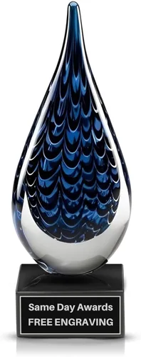 Vista 30 de Premio de Vidrio Artístico Soplado a Mano – Premio Elegante con Grabado Personalizado para Corporativo, Deportes, Jubilación, Reconocimiento