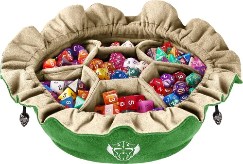 Vista 15 de CardKingPro Bolsas para Dados Inmensos con Bolsillos - Negro - Capacidad para más de 150 Dados - Ideal para Acaparadores de Dados [Diseño Patentado]