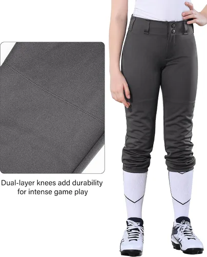 Vista 5 de Stelle Pantalones de sóftbol para niñas, pantalones de béisbol para jóvenes, pantalones de lanzamiento rápido con bolsillos, camiseta para niños
