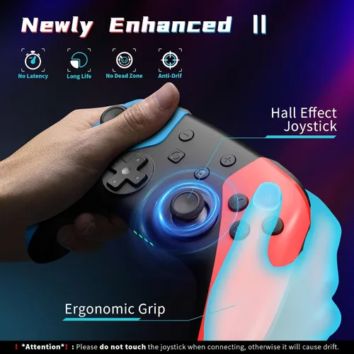 Vista 2 de AceGamer 2 Pack Wireless Controller for Nintendo Switch/Lite/OLED, Hall Effect Joystick for Switch 2 Pro Controller with Wake-Up/Turbo/Dual
