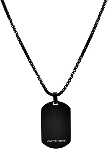 Vista 2 de Geoffrey Beene Collar con placa de identificación de acero inoxidable para hombre Negro