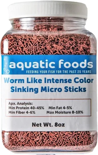 Vista 4 de Micro palitos de hundimiento de color intenso como gusano para disco, cíclidos, koi y peces de estanque, todos los peces tropicales... tarro de 4