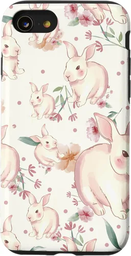 Vista 13 de Funda con diseño de carita sonriente para iPhone 15 Bunny Pattern Graffiti Doodles