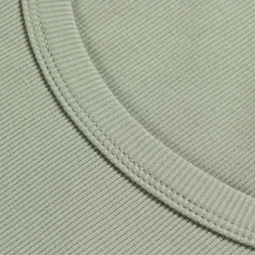 Vista 2 de Roselux Camisetas de verano para mujer, cuello redondo, manga corta, punto acanalado, ajustadas, casuales, básicas