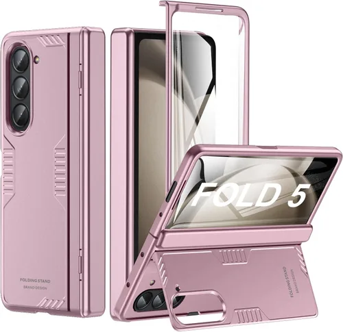 Vista 13 de Funda para Samsung Z-Fold-5: [Soporte oculto] [Carga inalámbrica] Funda delgada con protección de bisagra ligera con protector de pantalla - Funda