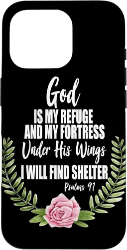 Vista 20 de God is My Refuge Christian Bible Psalms 91 Floral Case for iPhone 17