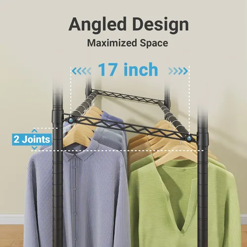 Vista 3 de VIPEK R2 Pro - Perchero enrollable para ropa de 2 lados, resistente con ruedas, estantes ajustables, varillas para colgar, armario portátil