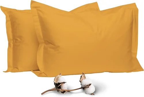 Vista 11 de Juego de 2 fundas de almohada de 100 % algodón puro, tamaño King, color plateado, lujosas fundas de almohada de algodón de fibra larga de 400 hilos