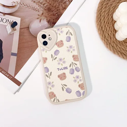 Vista 2 de Lovmooful Funda para iPhone 11 con diseño de oso lindo floral con lentes de Flor de Oso2
