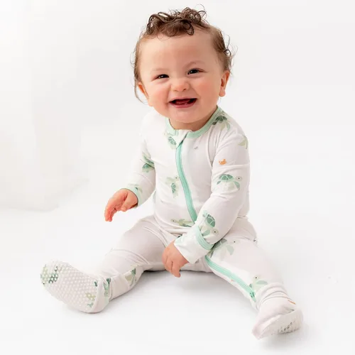 Vista 2 de Pijama suave de viscosa de bambú para bebé, cierre de cremallera, 0-24 meses