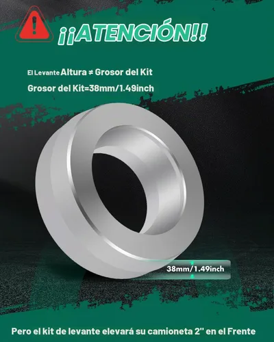Vista 2 de SCITOO Kit de elevación de nivelación delantera de 2 pulgadas para Dodge 1994-2018 Espaciador de puntal de elevación compatible para Dodge para Ram