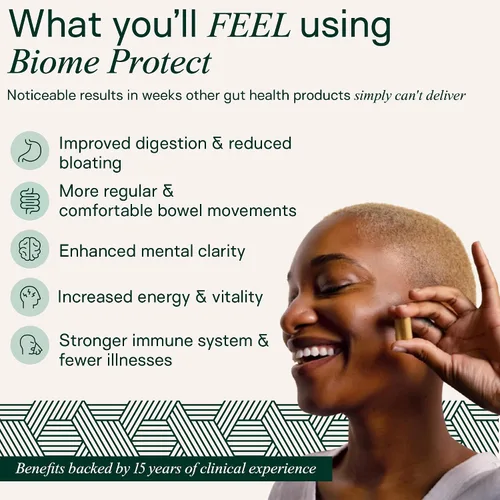 Vista 4 de Adapt Naturals - Paquete de salud intestinal e inmune - Biome Protect 4 en 1 prebióticos, probióticos, suplemento postbiótico y multivitamínico