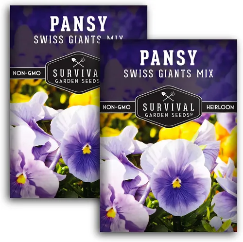 Vista 10 de Survival Garden Seeds - Semillas de pensamiento Swiss Giant Mix para plantar - Paquete con instrucciones para plantar y cultivar pensamientos