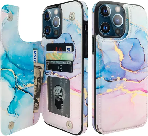 Vista 13 de HAOPINSH Funda tipo cartera con tarjetero para iPhone 14/13, diseño de Girasoles Bandera Americana