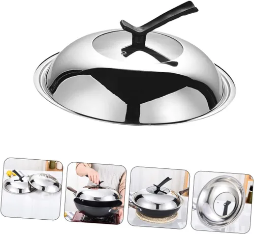 Vista 5 de YARNOW Olla de vidrio utensilios de cocina de acero inoxidable cacerola sartenes horno 11.7 pulgadas tapa de cacerola reemplazo universal tapa