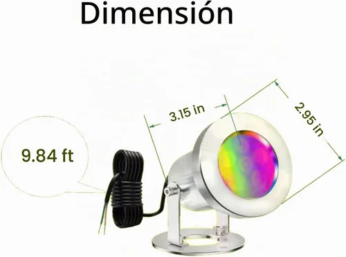 Vista 7 de Luces LED para Estanque con Control Remoto, 6W SS316 de Acero Inoxidable RGB Luz de Fuente Subacuática IP68 Impermeable Luces Subacuáticas