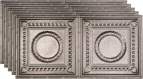 Vista 12 de FASÄDE Rosette - Panel de techo decorativo de vinilo adhesivo de 2 x 4 pies en bronce antiguo (paquete de 5)