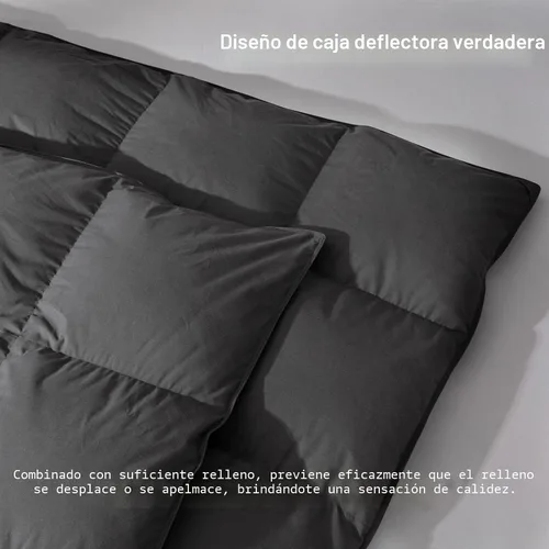 Vista 6 de Edredón de Plumón de Plumas de Ganso Gris Tamaño Twin, Relleno de Edredón Premium para Todas las Estaciones, Poder de Relleno de 750+ Tela de Mezcla
