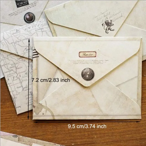 Vista 2 de EORTA 60 sobres de papel pequeños retro estilo vintage europeo papelería herramientas de saludo/invitación para niños, niños, estudiantes