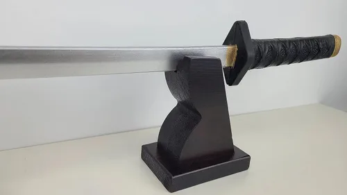 Vista 7 de NANGOPOP Soporte para espada Katana de madera, soporte de espada samurái japonesa decente, estante de madera para cuchillo, daga en casa u oficina