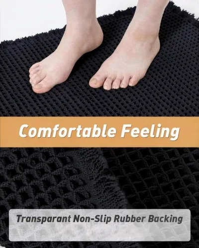 Vista 7 de Tapete de Baño Waffle Mejorado – Ultra Suave, Súper Absorbente y Alfombra Antideslizante con Borlas, Lavable a Máquina, Respaldo de Goma para Baño