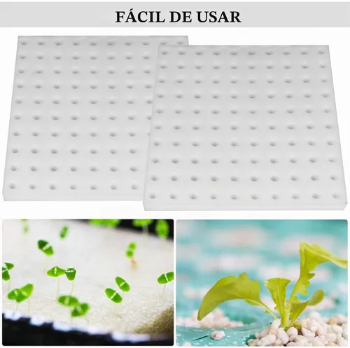Vista 3 de Paquete de 200 esponjas hidropónicas para plantar, esponjas cuadradas de plántulas, esponja hidropónica para invernadero, esponja hidropónica