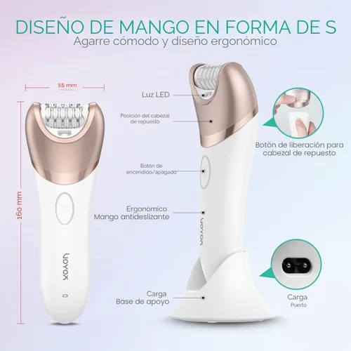 Vista 7 de VOYOR Depiladora para mujer, depiladora 3 en 1 para mujeres, depiladora depiladora para piernas y brazos con 30 pinzas, afeitadora eléctrica